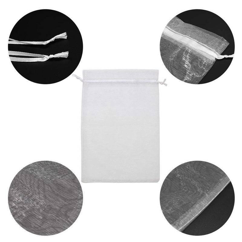 Staruby 100 Pcs Organza Bags - 3x4 Inch Drawstring Jewelry Gift Bags - Mesh Pouches for Wedding, Party, Christmas Gifts - White - Image 2